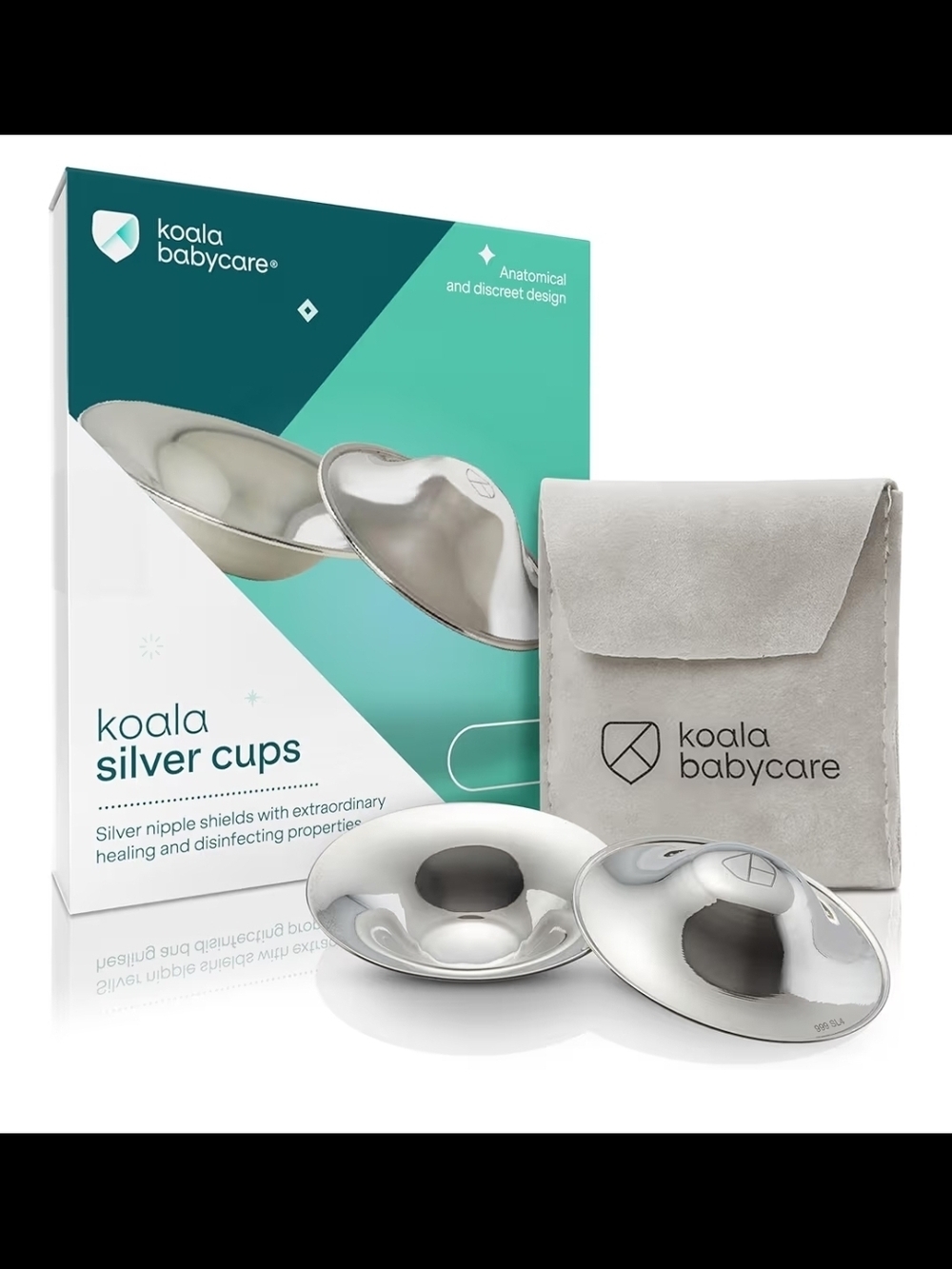 Koala Kids Silver Cups - Silver Nursing Shields with Storage Pouch